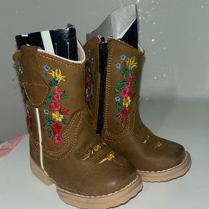 Azabache boots Brown with Flowers Toddler 5C